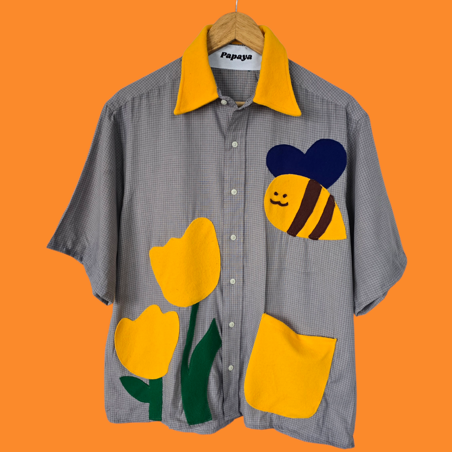 Gray & Yellow Honeybee Garden Button Down