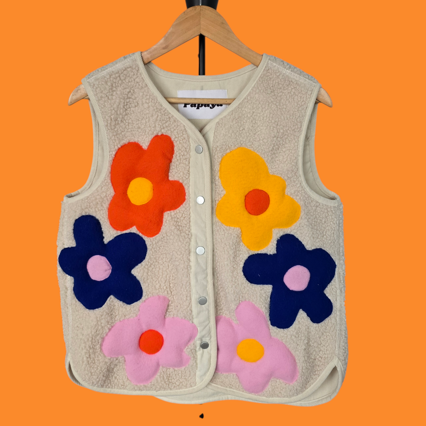 Beige Floral Fleece Vest