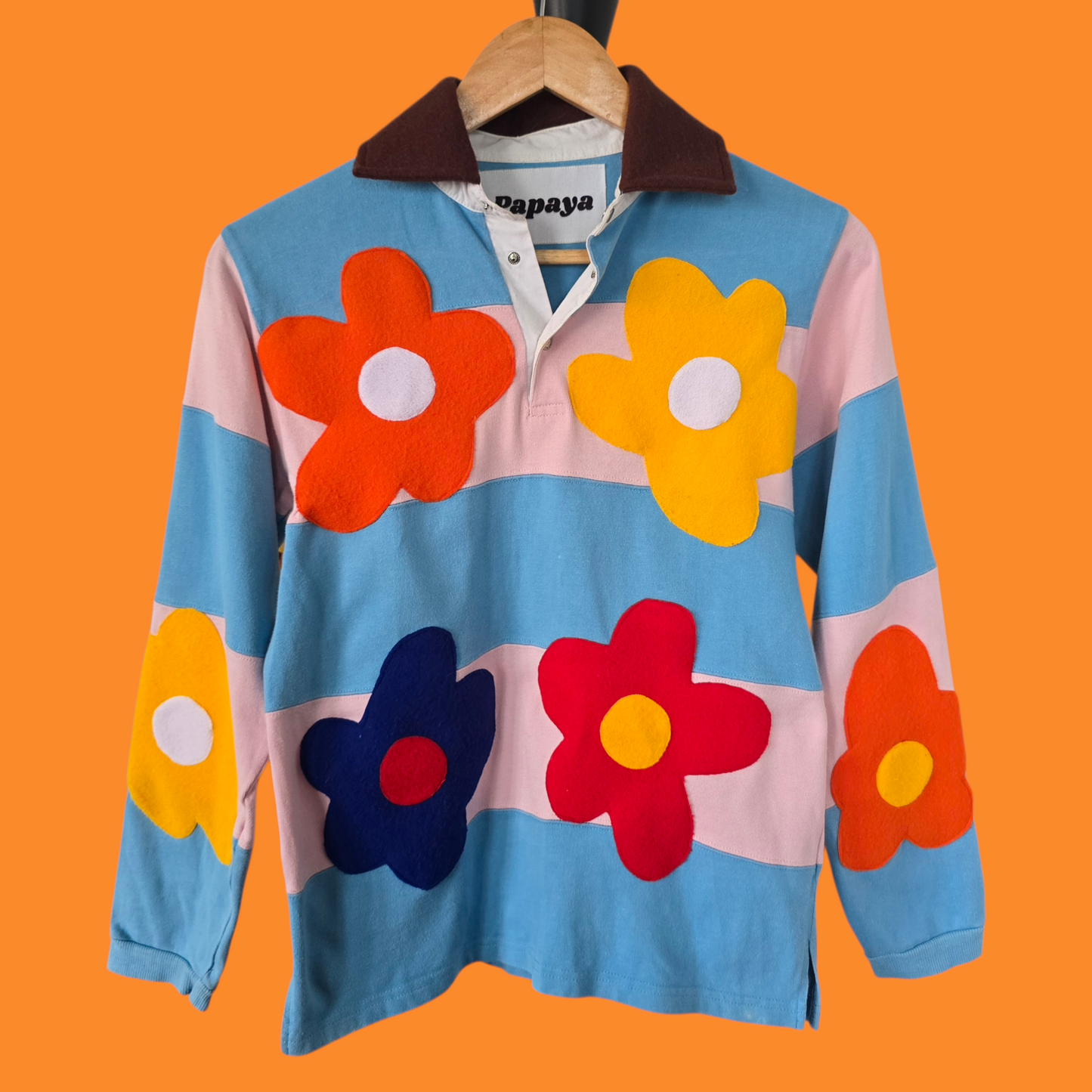 Blue Striped Floral Sweater